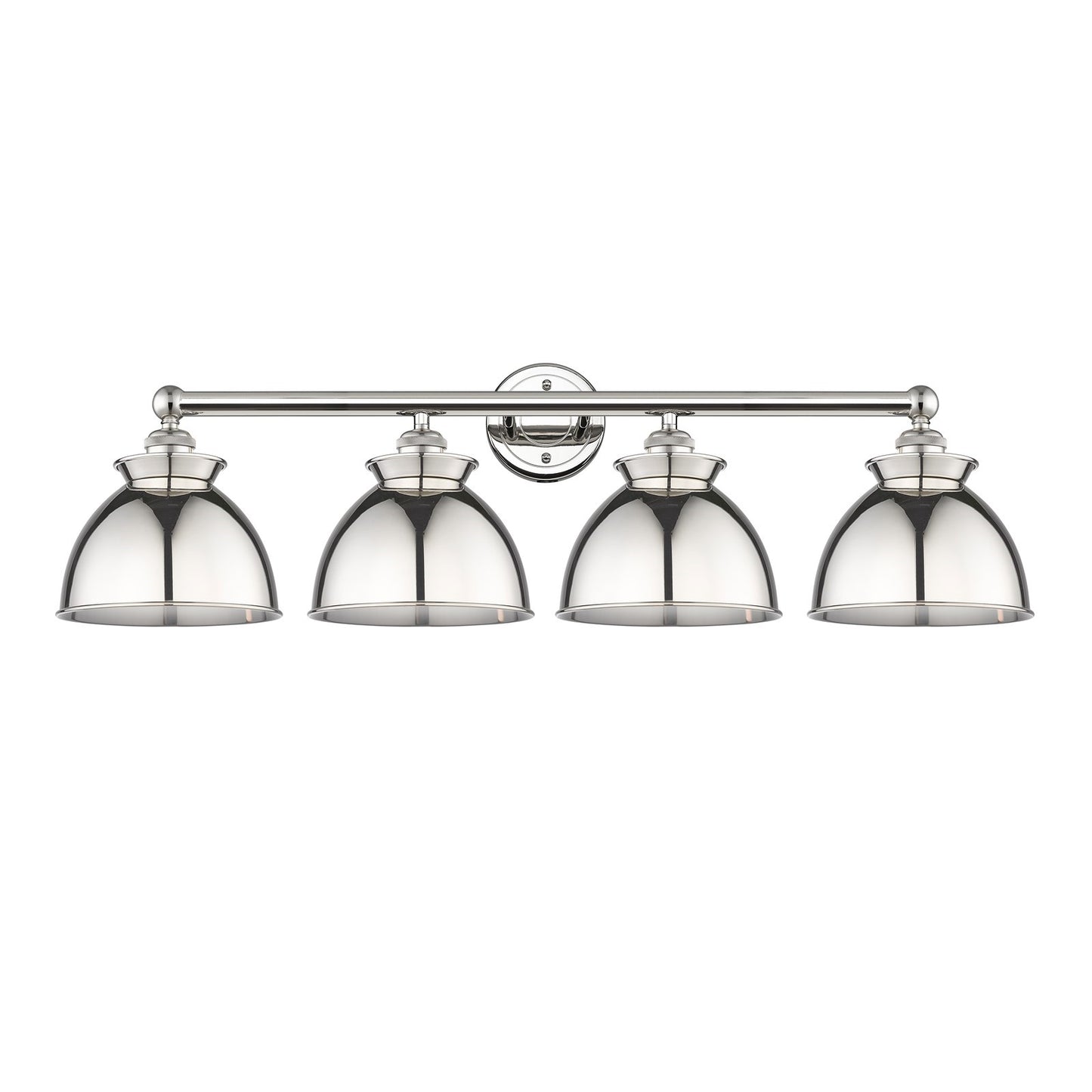 Innovations Adirondack 35in 4-Light Bath Vanity Light | Industrial Polished Nickel Steel and Polished Nickel Metal Shade | Model 616-4W-PN-M14-PN