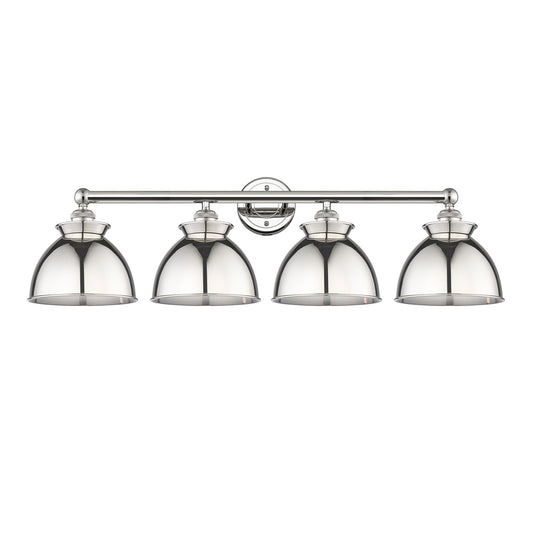 Innovations Adirondack 35in 4-Light Bath Vanity Light | Industrial Polished Nickel Steel and Polished Nickel Metal Shade | Model 616-4W-PN-M14-PN