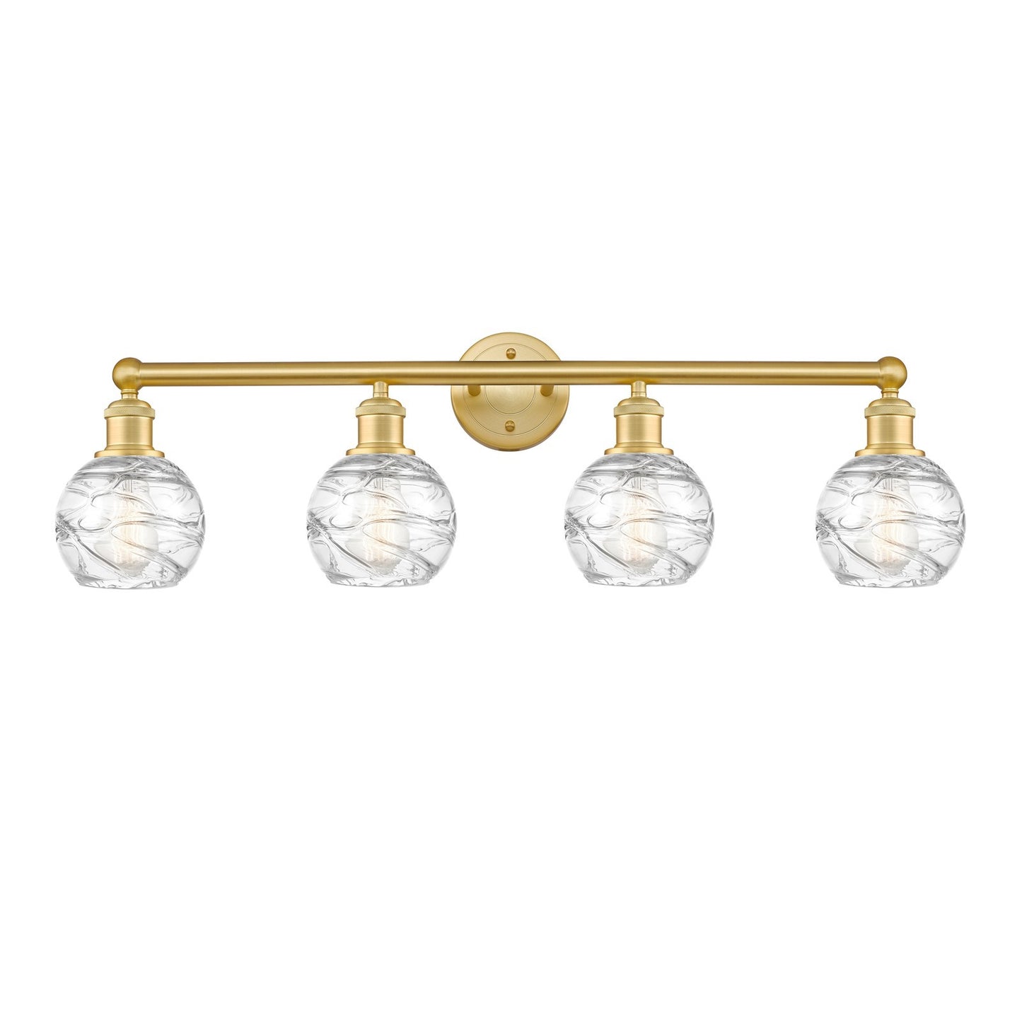 Innovations Athens Deco Swirl 33in 4-Light Bath Vanity Light | Industrial Satin Gold and Clear Glass | Bathroom Vanity | 32.88 | Model 616-4W-SG-G1213-6CL