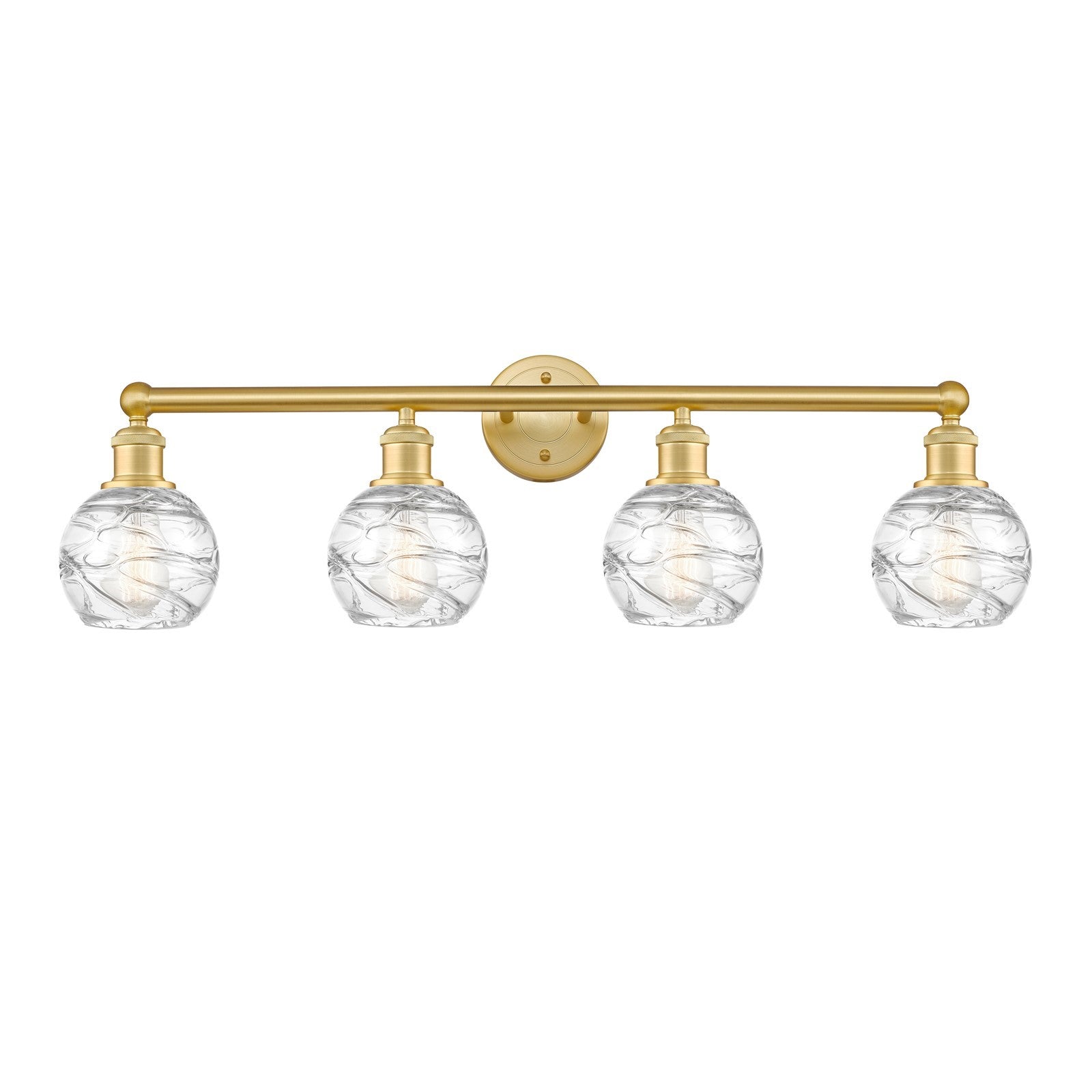 Innovations Athens Deco Swirl 33in 4-Light Bath Vanity Light | Industrial Satin Gold and Clear Glass | Bathroom Vanity | 32.88 | Model 616-4W-SG-G1213-6CL