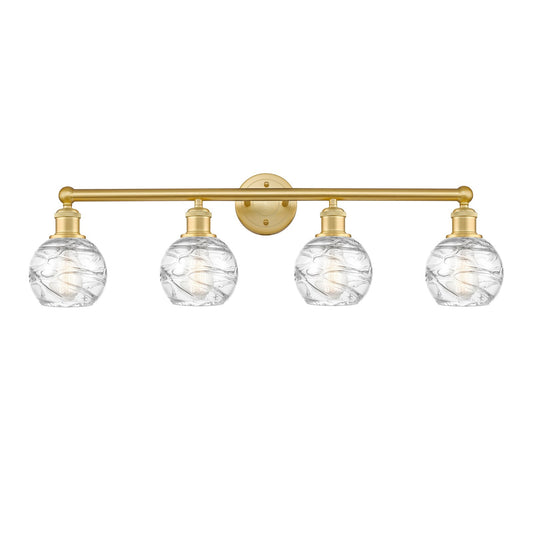 Innovations Athens Deco Swirl 33in 4-Light Bath Vanity Light | Industrial Satin Gold and Clear Glass | Bathroom Vanity | 32.88 | Model 616-4W-SG-G1213-6CL