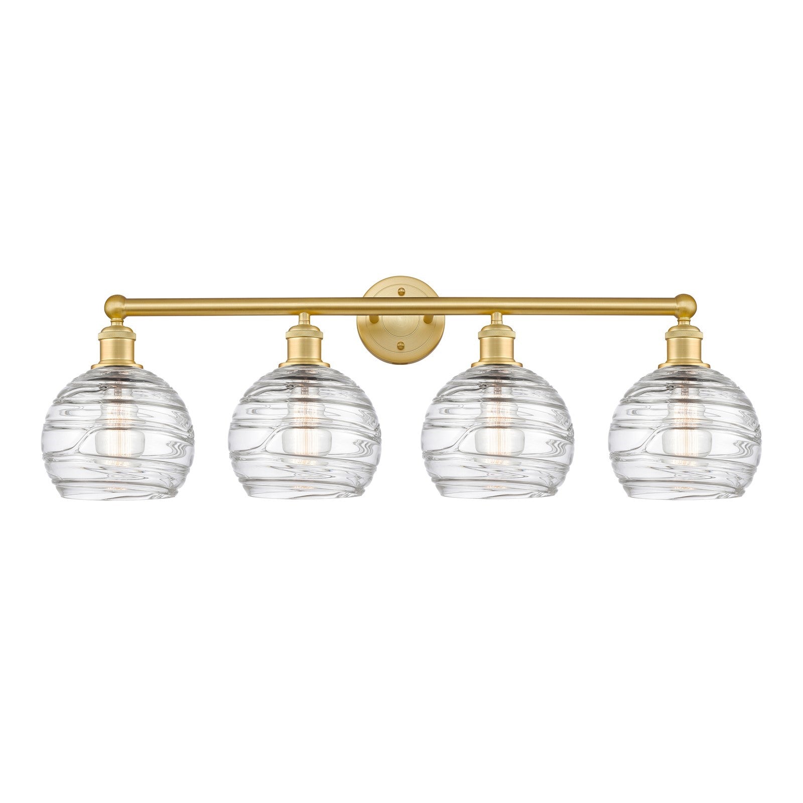 Innovations Athens Deco Swirl 35in 4-Light Bath Vanity Light | Industrial Satin Gold Steel and Clear Glass | Bathroom Vanity | Model 616-4W-SG-G1213-8CL