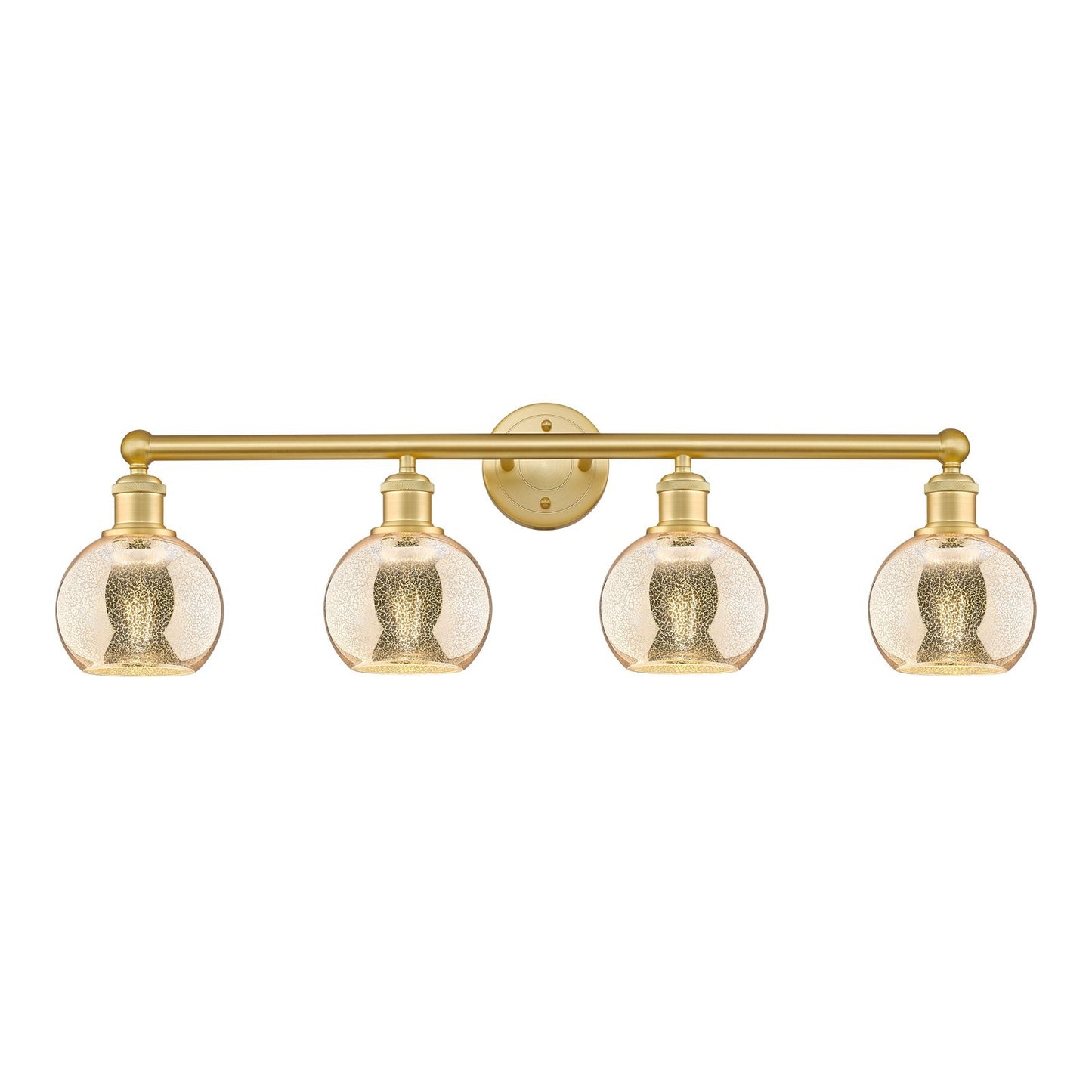 Innovations Athens 33in 4-Light Bath Vanity Light | Industrial Satin Gold Steel and Mercury Glass | Bathroom Vanity | 32.88 x | Model 616-4W-SG-G128-6