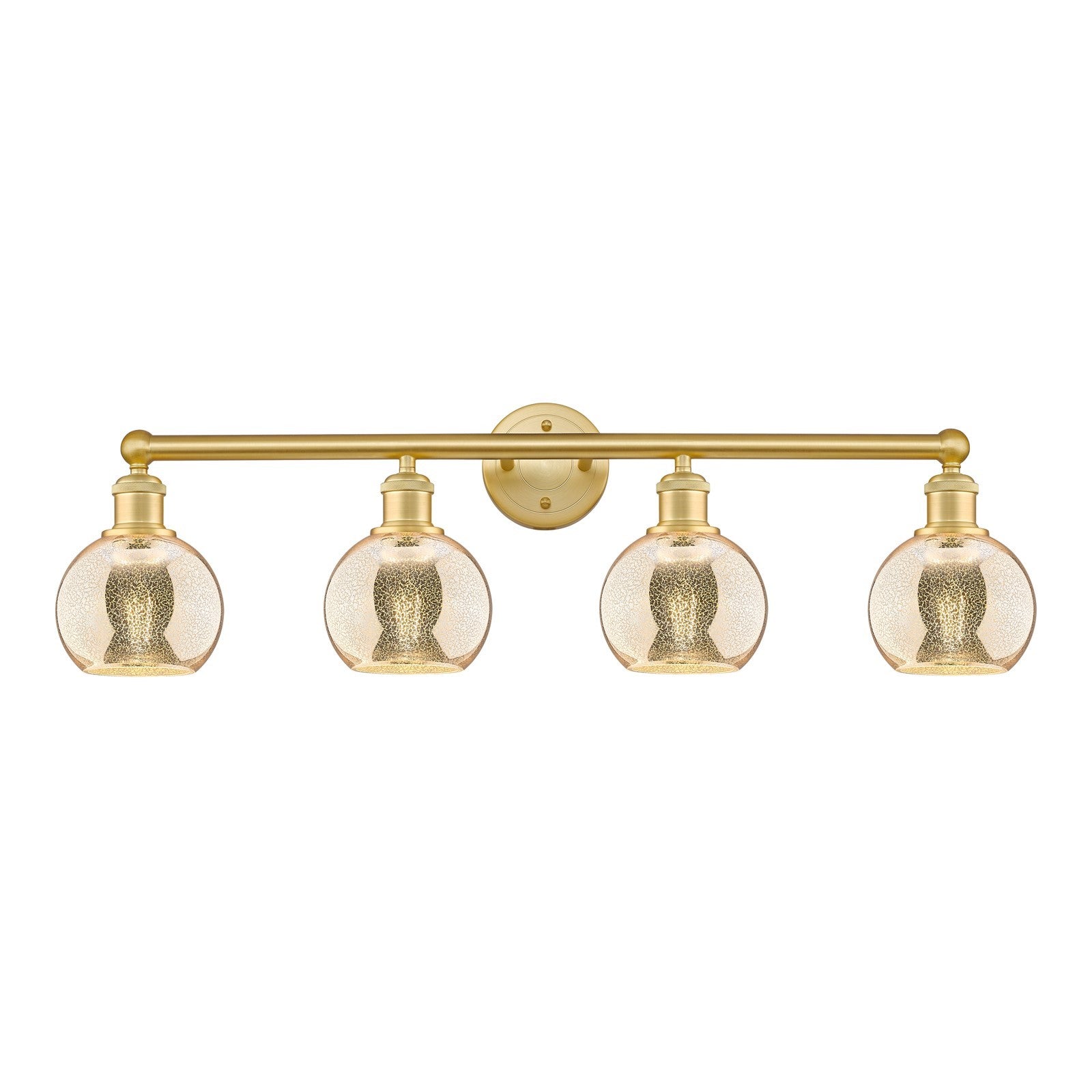 Innovations Athens 33in 4-Light Bath Vanity Light | Industrial Satin Gold Steel and Mercury Glass | Bathroom Vanity | 32.88 x | Model 616-4W-SG-G128-6