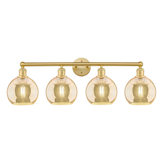 Innovations Athens 35in 4-Light Bath Vanity Light | Industrial Satin Gold Steel and Mercury Glass | Bathroom Vanity & Powder Room | Model 616-4W-SG-G128-8