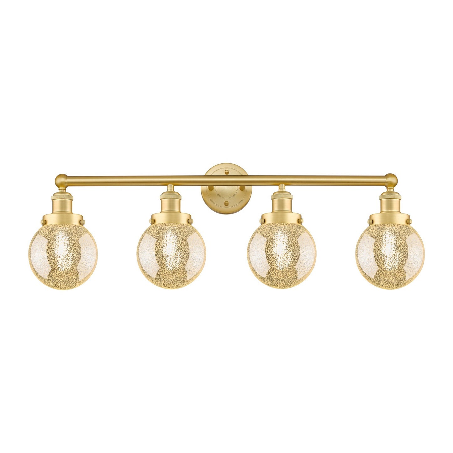 Innovations Beacon 33in 4-Light Bath Vanity Light | Industrial Satin Gold Steel and Mercury Glass | Bathroom Vanity & Powder Room | Model 616-4W-SG-G208-6