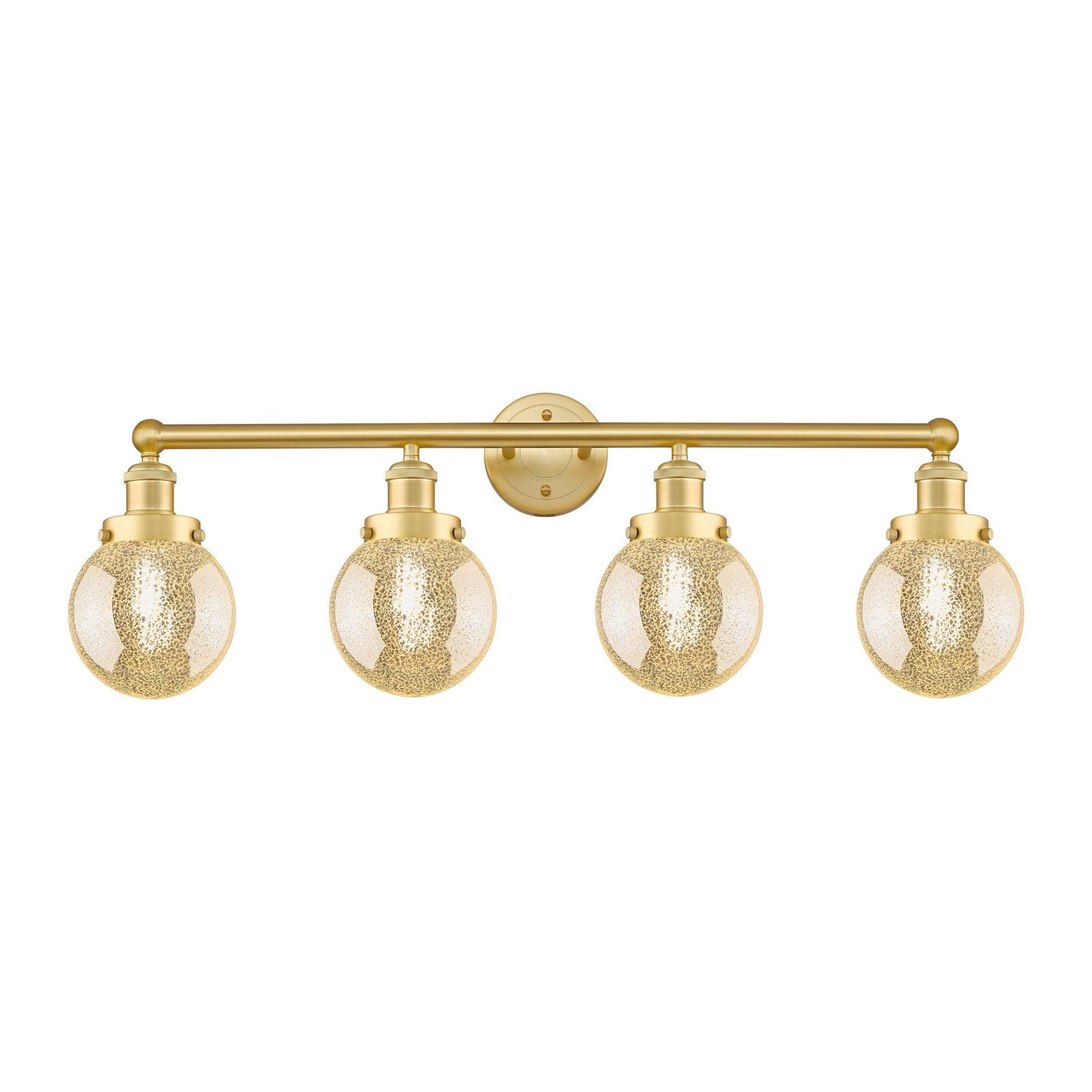 Innovations Beacon 33in 4-Light Bath Vanity Light | Industrial Satin Gold Steel and Mercury Glass | Bathroom Vanity & Powder Room | Model 616-4W-SG-G208-6