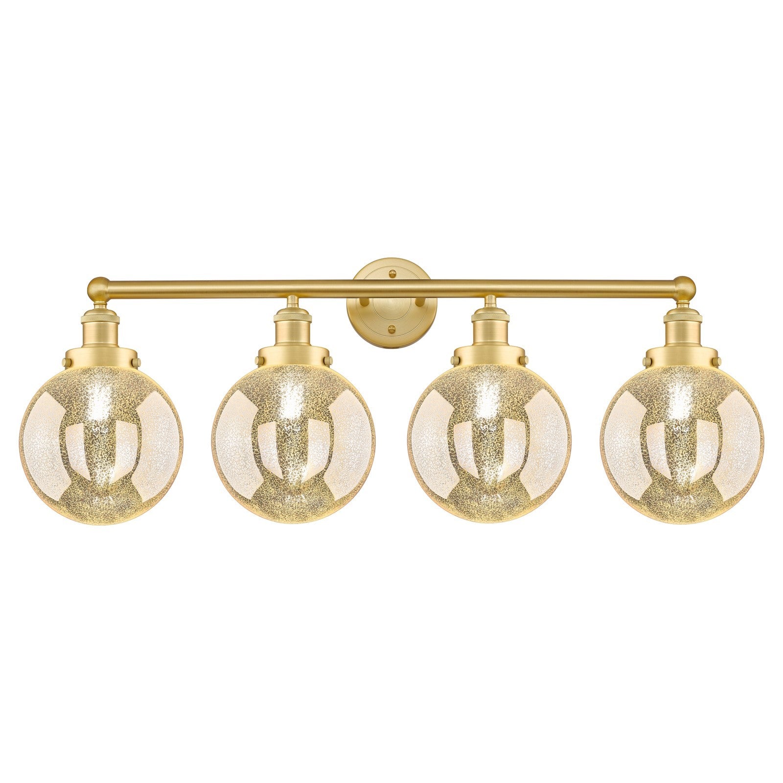 Innovations Beacon 35in 4-Light Bath Vanity Light | Industrial Satin Gold Steel and Mercury Glass | Kitchen & Bathroom Vanity | Model 616-4W-SG-G208-8