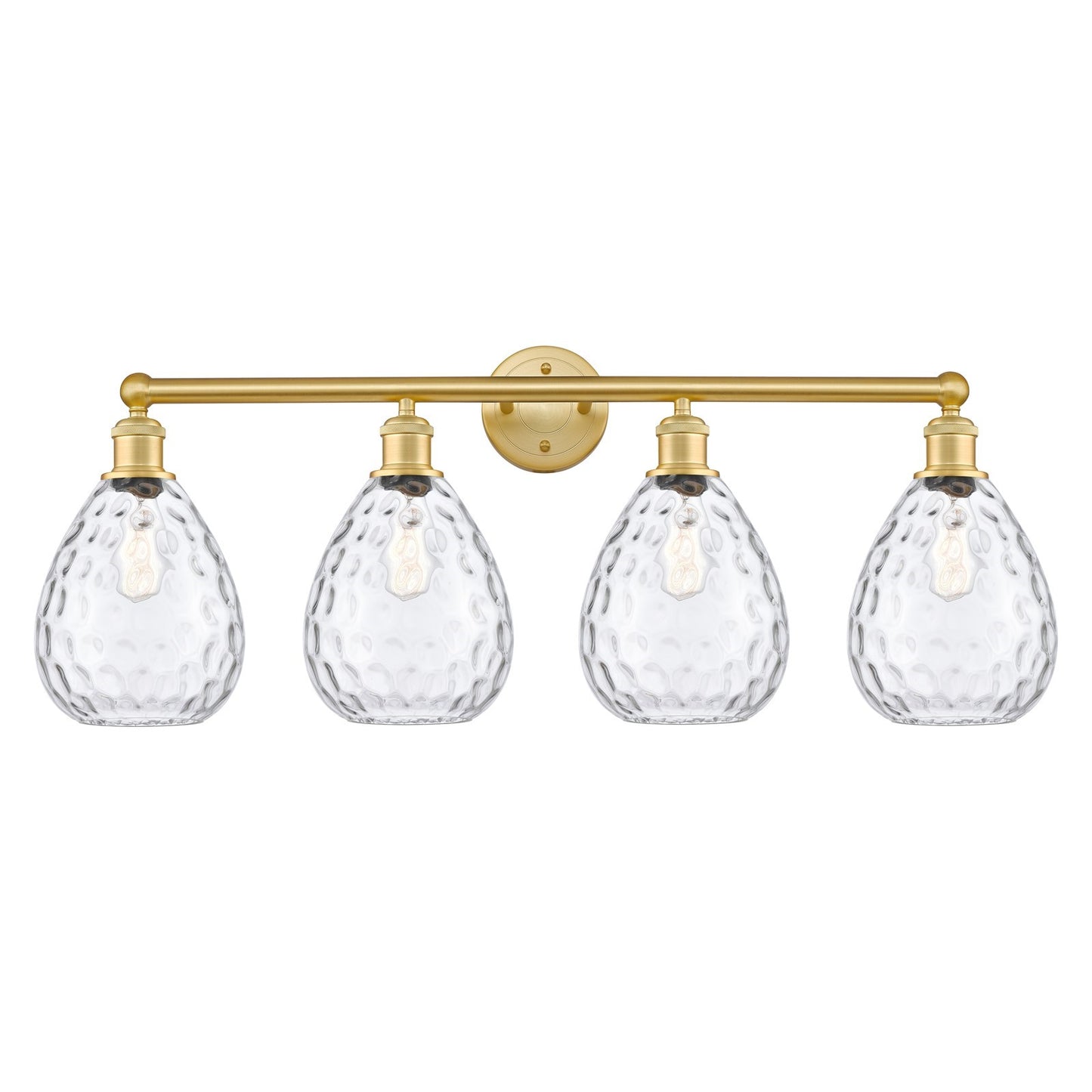 Innovations Waverly 35in 4-Light Bath Vanity Light | Industrial Satin Gold Steel and Clear Glass | Bathroom Vanity | 35 x 14.25 x | Model 616-4W-SG-G372