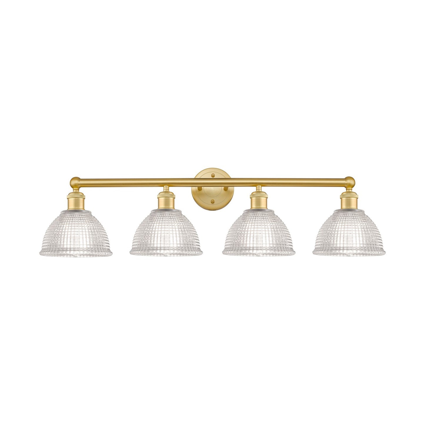Innovations Arietta 35in 4-Light Bath Vanity Light | Industrial Satin Gold Steel and Clear Glass | Bathroom Vanity | 35 x 10.25 x | Model 616-4W-SG-G422