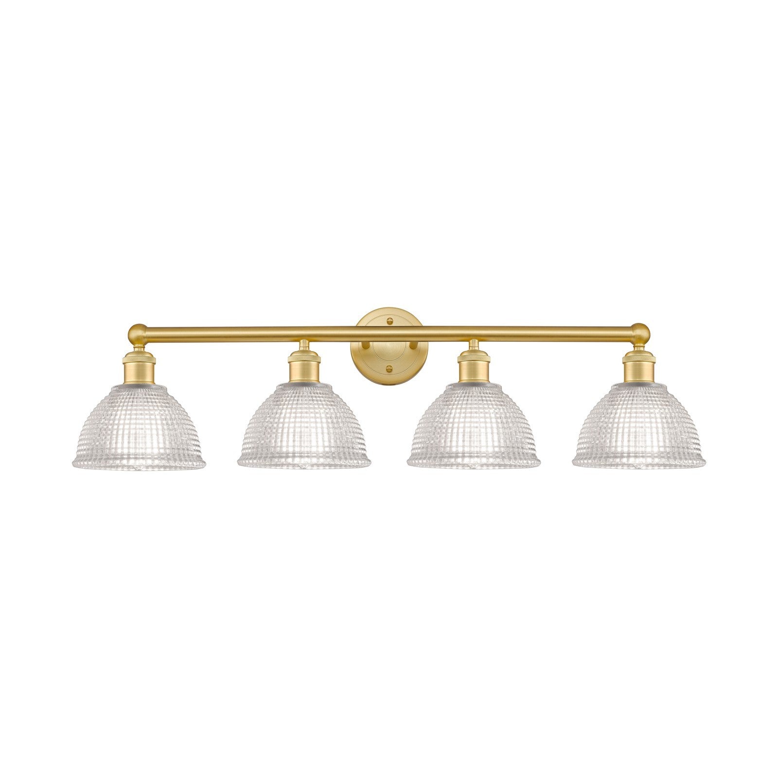 Innovations Arietta 35in 4-Light Bath Vanity Light | Industrial Satin Gold Steel and Clear Glass | Bathroom Vanity | 35 x 10.25 x | Model 616-4W-SG-G422