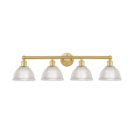 Innovations Arietta 35in 4-Light Bath Vanity Light | Industrial Satin Gold Steel and Clear Glass | Bathroom Vanity | 35 x 10.25 x | Model 616-4W-SG-G422