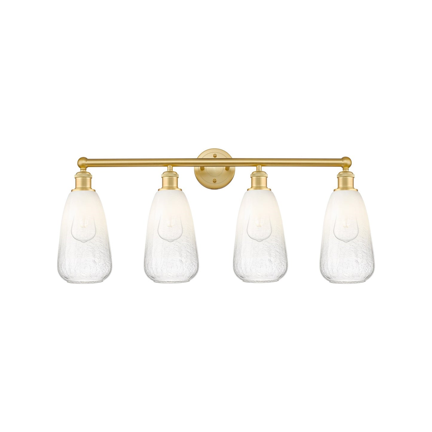 Innovations Brookhaven Almond 33in 4-Light Bath Vanity | Industrial Modern Satin Gold Steel and Opal Glass | Bathroom Vanity | Model 616-4W-SG-G480-6OP
