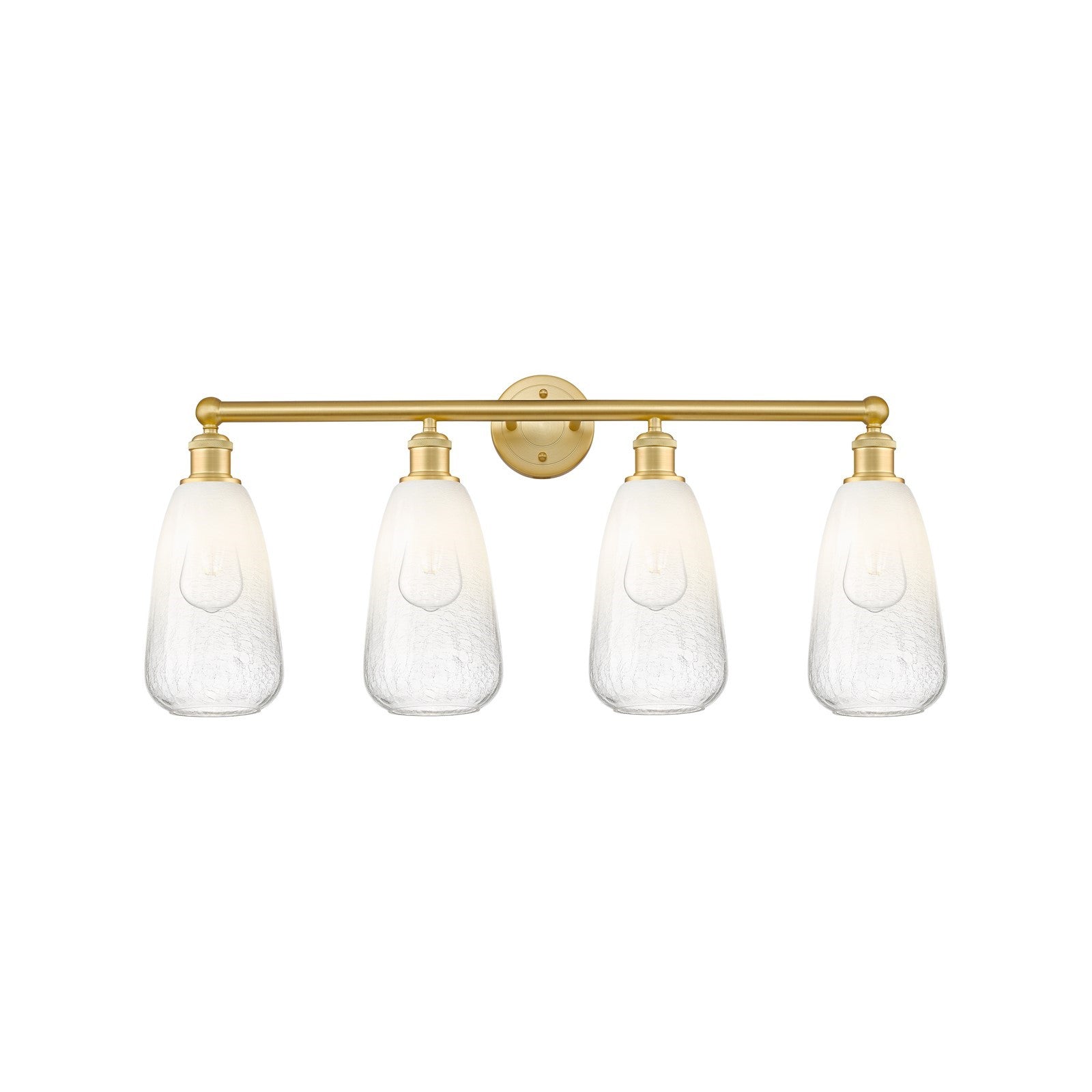 Innovations Brookhaven Almond 33in 4-Light Bath Vanity | Industrial Modern Satin Gold Steel and Opal Glass | Bathroom Vanity | Model 616-4W-SG-G480-6OP