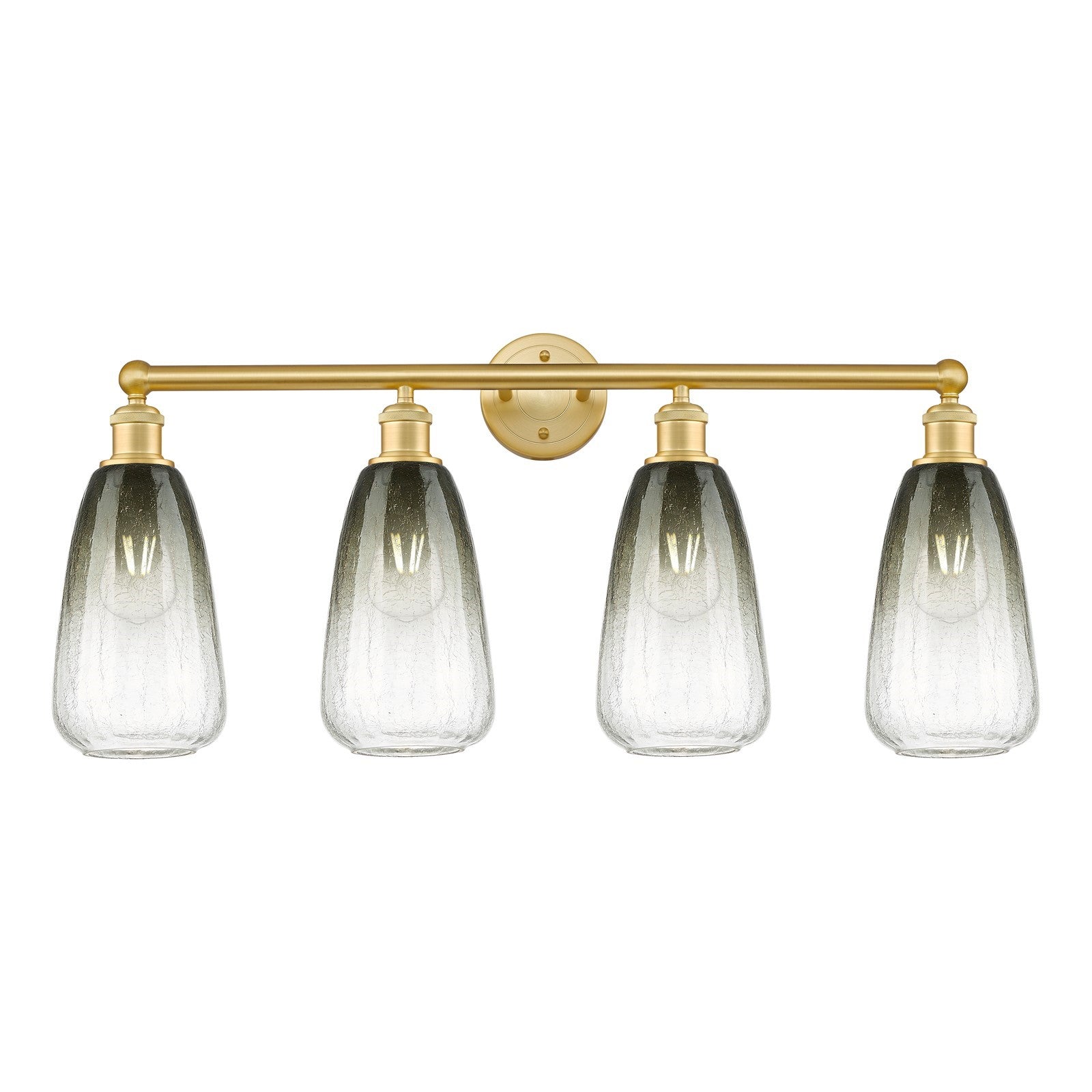 Innovations Brookhaven Almond 33in 4-Light Bath Vanity Light | Industrial Satin Gold Steel and Slate Glass | Bathroom & Powder | Model 616-4W-SG-G480-6SL
