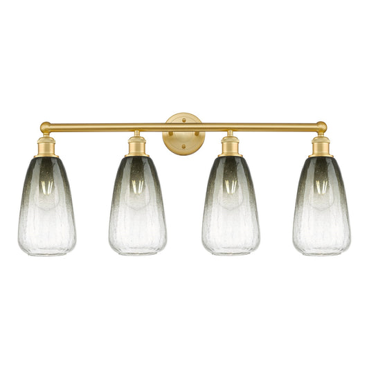 Innovations Brookhaven Almond 33in 4-Light Bath Vanity Light | Industrial Satin Gold Steel and Slate Glass | Bathroom & Powder | Model 616-4W-SG-G480-6SL