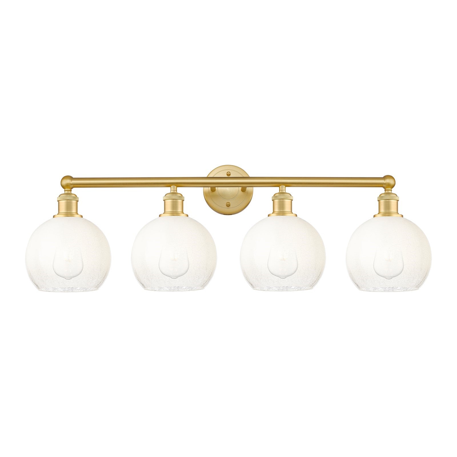 Innovations Brookhaven Globe 35in 4-Light Bath Vanity Light | Industrial Satin Gold Steel and Opal Glass | Bathroom Vanity | Model 616-4W-SG-G483-8OP