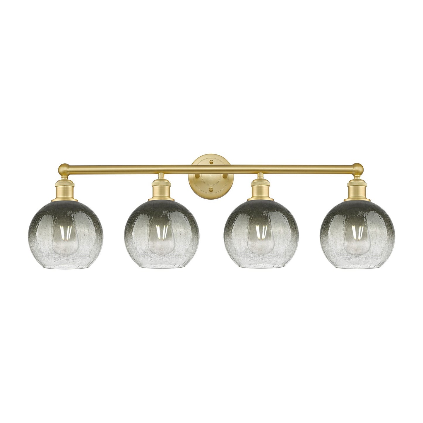 Innovations Brookhaven Globe 35in 4-Light Bath Vanity | Industrial Satin Gold Steel and Cast Brass with Slate Glass Shades | Model 616-4W-SG-G483-8SL