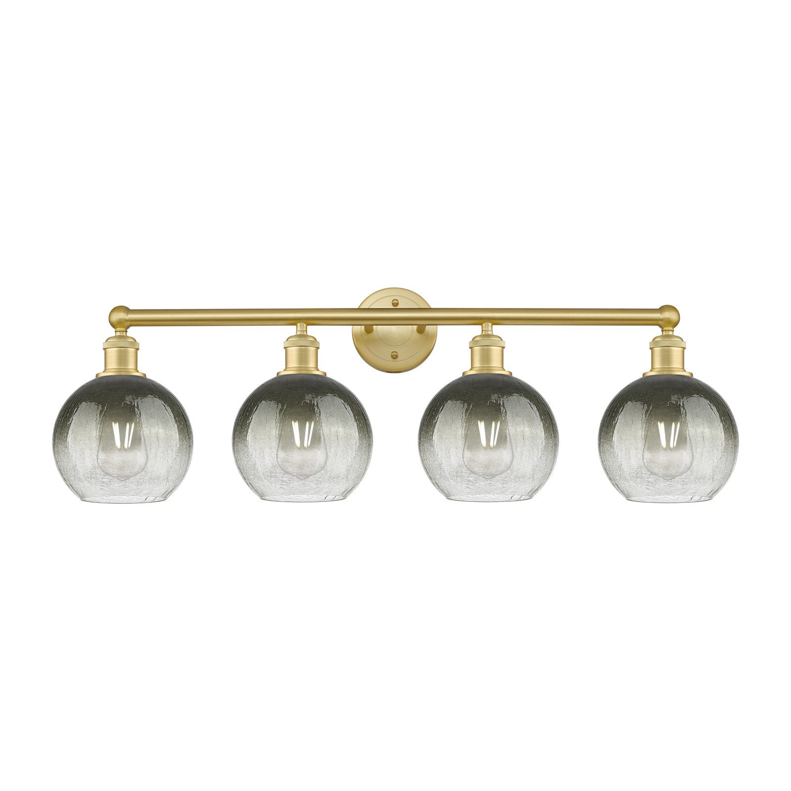 Innovations Brookhaven Globe 35in 4-Light Bath Vanity | Industrial Satin Gold Steel and Cast Brass with Slate Glass Shades | Model 616-4W-SG-G483-8SL