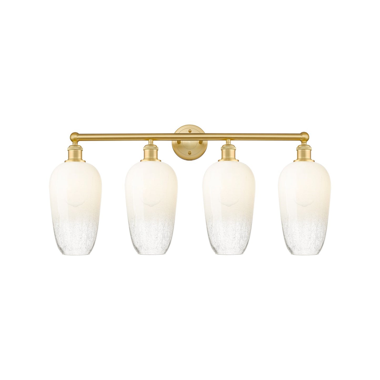 Innovations Brookhaven Flute 34in 4-Light Bath Vanity | Industrial Satin Gold Steel and Cast Brass with Opal Glass Shades | Model 616-4W-SG-G484-7OP