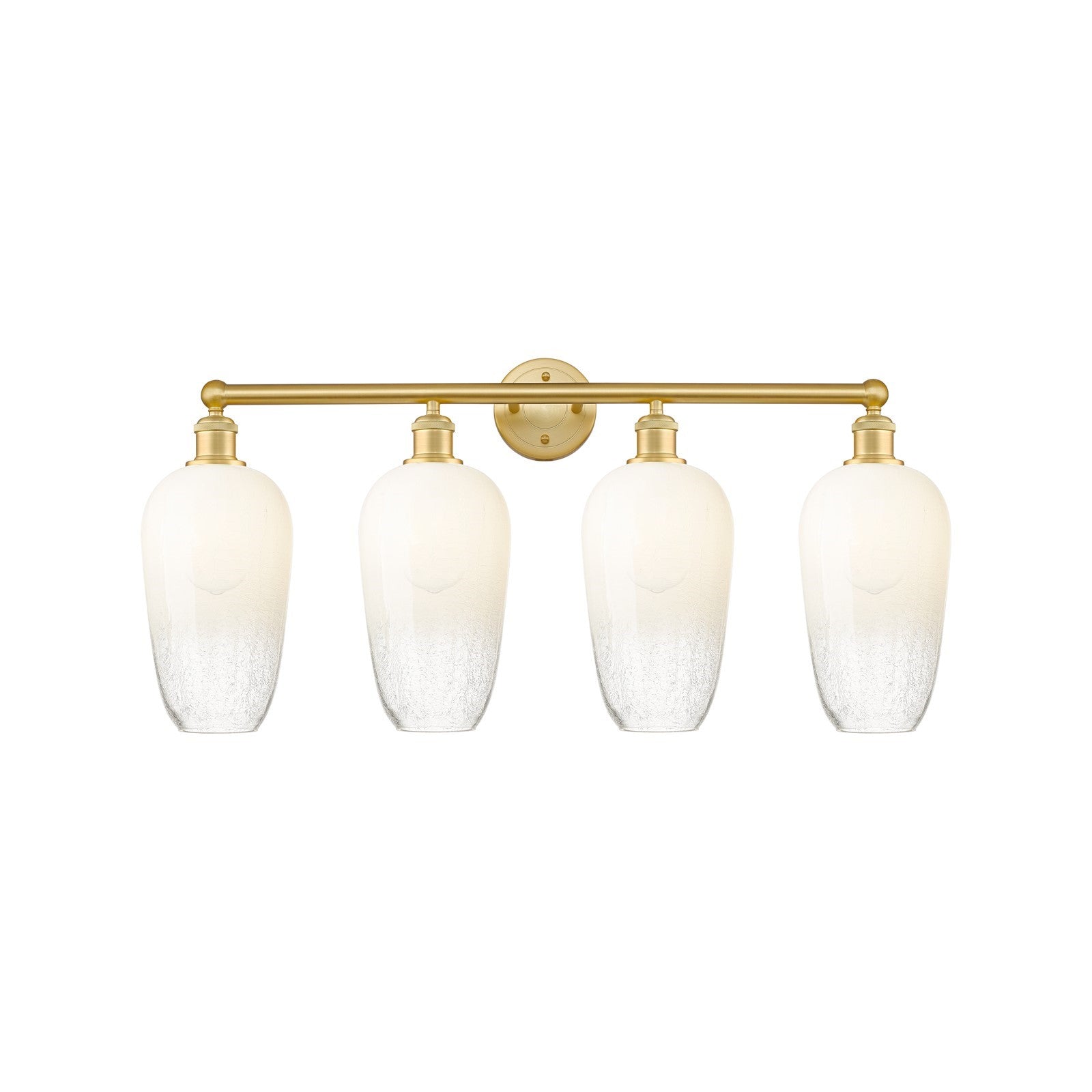 Innovations Brookhaven Flute 34in 4-Light Bath Vanity | Industrial Satin Gold Steel and Cast Brass with Opal Glass Shades | Model 616-4W-SG-G484-7OP