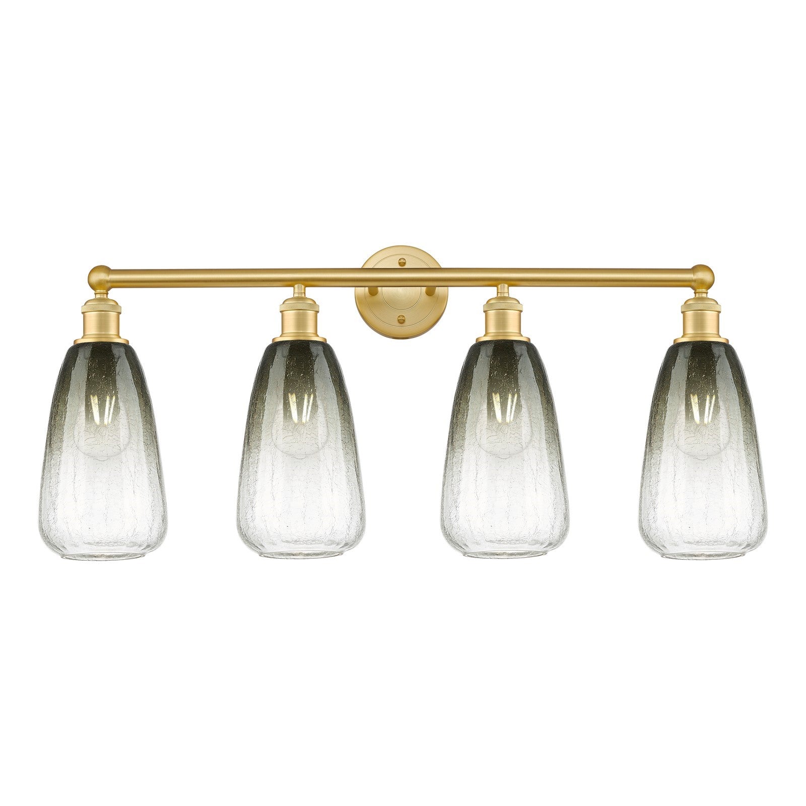 Innovations Brookhaven Flute 34in 4-Light Bath Vanity | Industrial Satin Gold Steel and Cast Brass with Slate Glass Shades | Model 616-4W-SG-G484-7SL