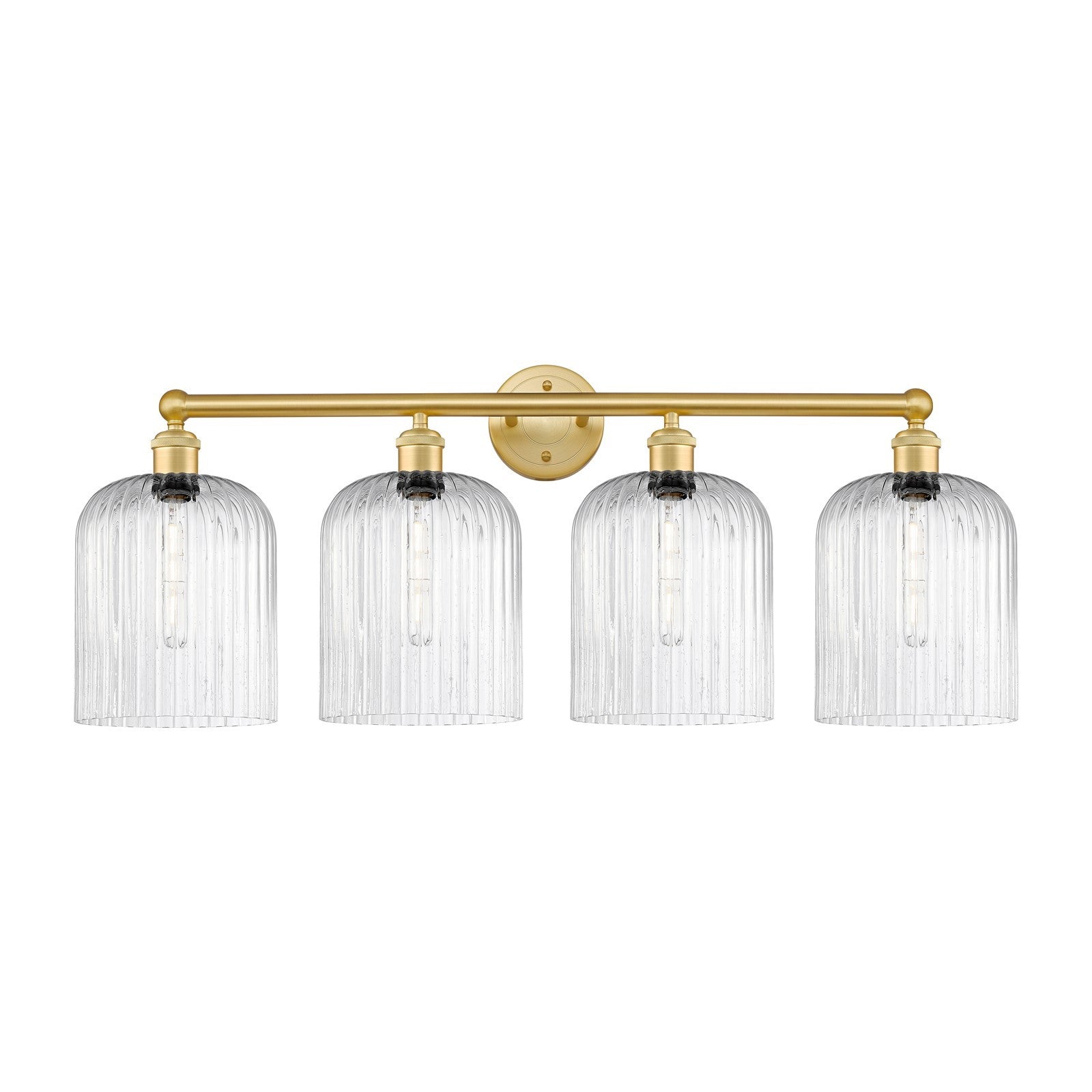 Innovations Bridal Veil 32in 4-Light Bath Vanity | Art Nouveau Satin Gold Steel and Seedy Glass | Bathroom Vanity & Powder | Model 616-4W-SG-G559-8SDY
