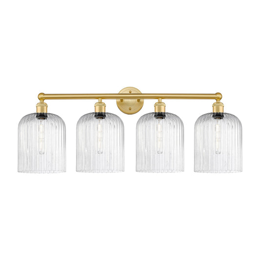 Innovations Bridal Veil 32in 4-Light Bath Vanity | Art Nouveau Satin Gold Steel and Seedy Glass | Bathroom Vanity & Powder | Model 616-4W-SG-G559-8SDY