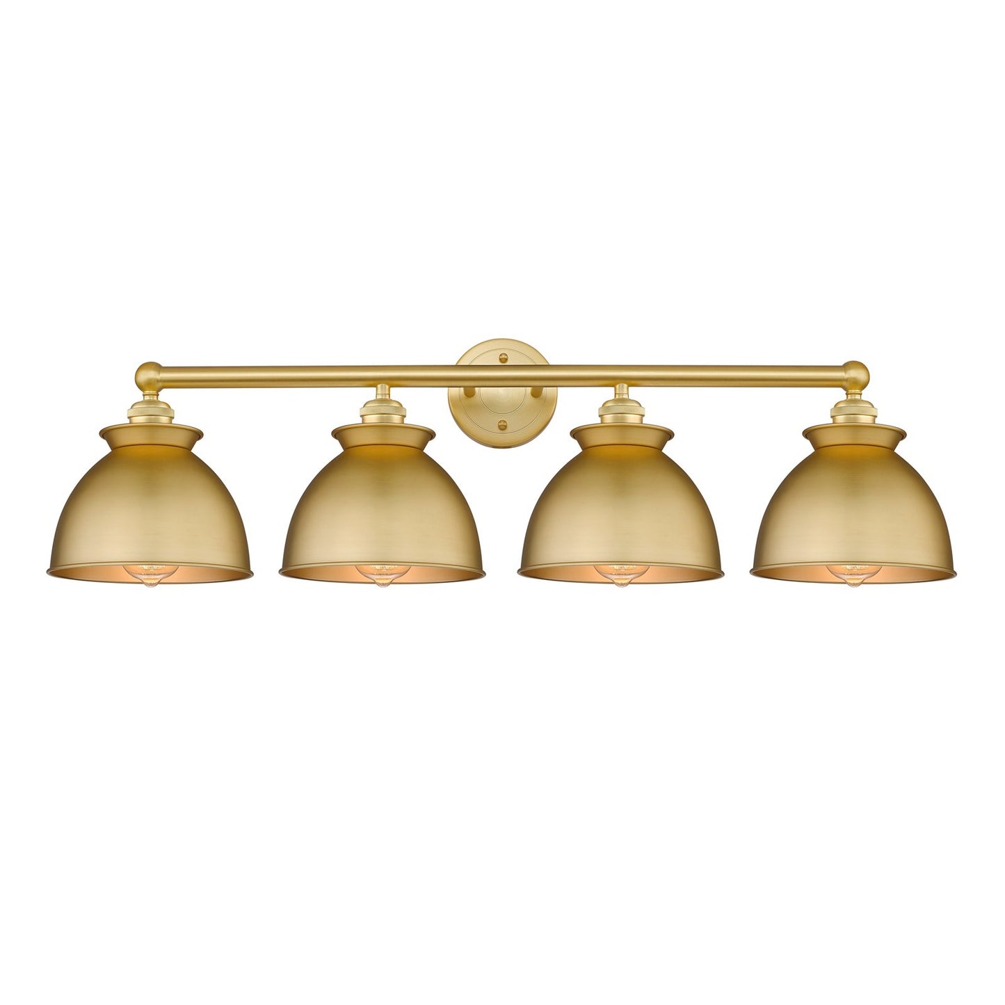Innovations Adirondack 35in 4-Light Bath Vanity Light | Industrial Farmhouse Satin Gold Steel and Cast Brass with Satin Gold | Model 616-4W-SG-M14-SG