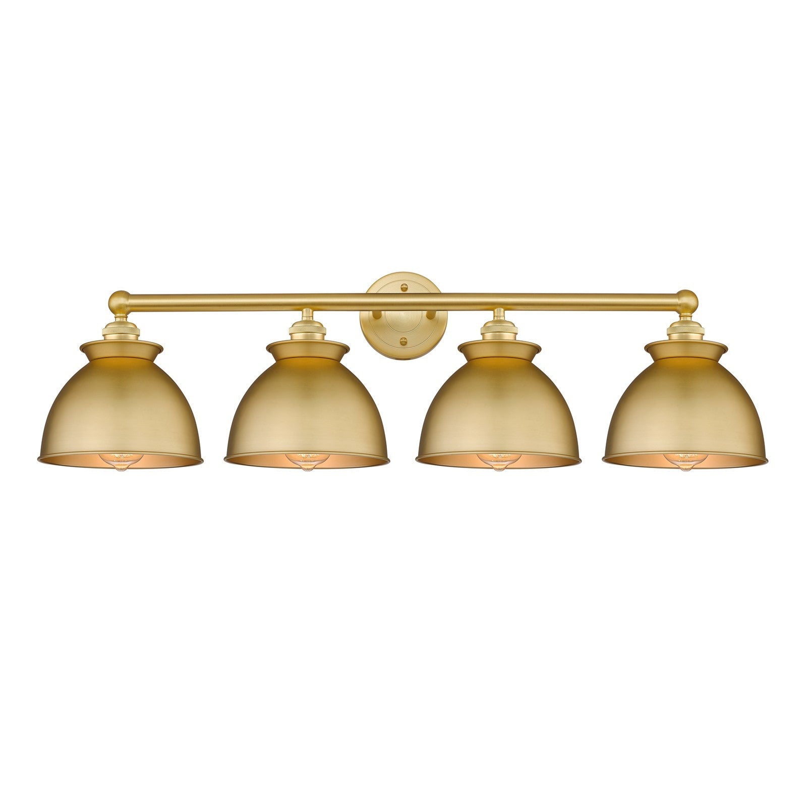 Innovations Adirondack 35in 4-Light Bath Vanity Light | Industrial Farmhouse Satin Gold Steel and Cast Brass with Satin Gold | Model 616-4W-SG-M14-SG