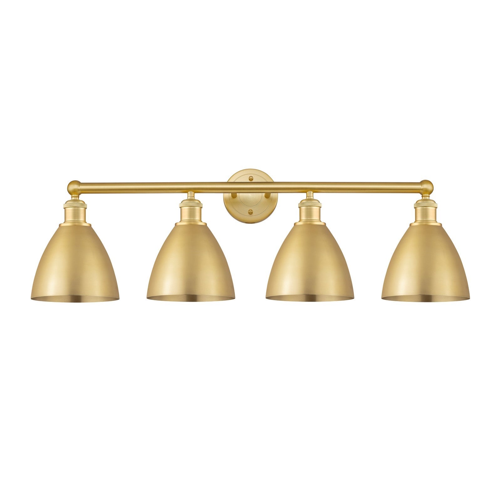 Innovations Bristol 35in 4-Light Bath Vanity Light | Industrial Satin Gold Steel and Cast Brass with Satin Gold Metal Shade | Model 616-4W-SG-MBD-75-SG