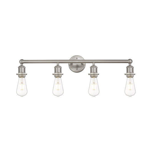 Innovations Edison 30in 4-Light Bath Vanity Light | Industrial Satin Nickel Steel and Cast Brass | Bathroom Vanity & Powder Room | 30.38 | Model 616-4W-SN