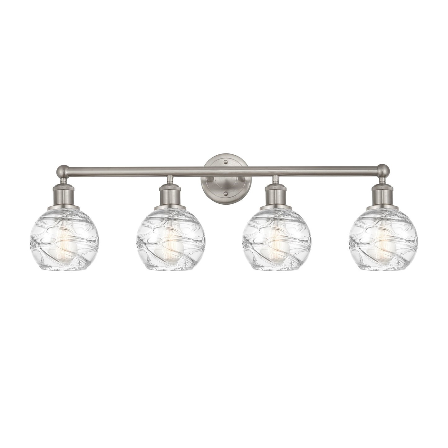 Innovations Athens Deco Swirl 33in 4-Light Bath Vanity Light | Industrial Brushed Satin Nickel and Clear Glass | Bathroom | Model 616-4W-SN-G1213-6CL