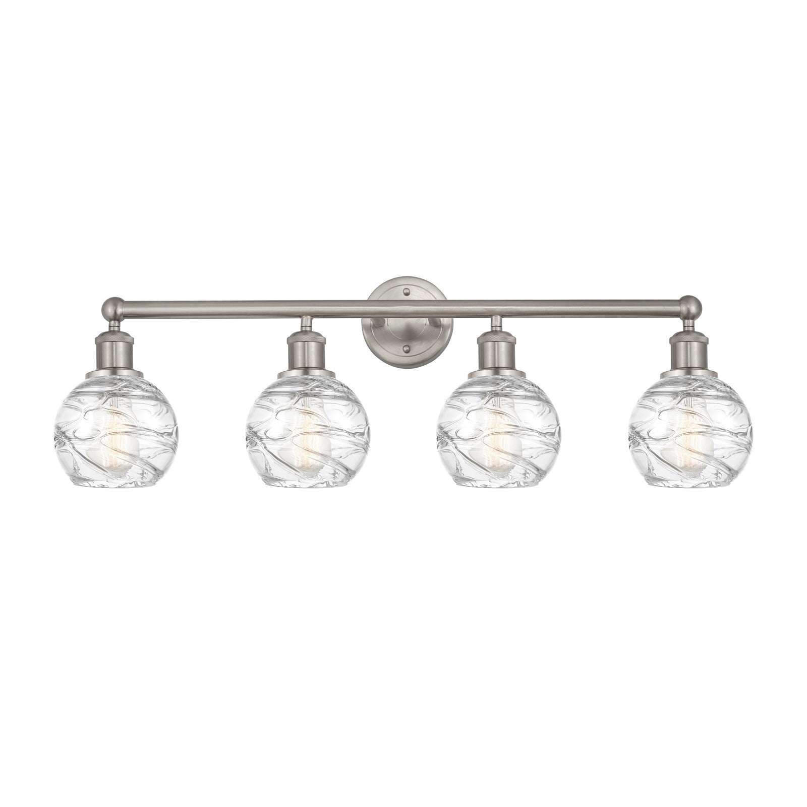 Innovations Athens Deco Swirl 33in 4-Light Bath Vanity Light | Industrial Brushed Satin Nickel and Clear Glass | Bathroom | Model 616-4W-SN-G1213-6CL