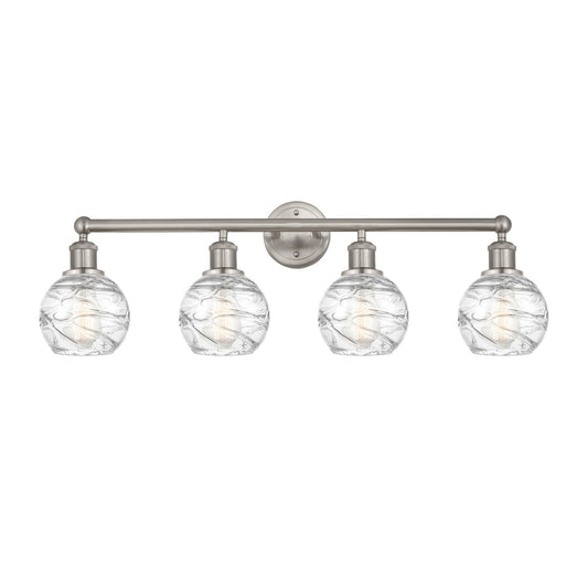 Innovations Athens Deco Swirl 33in 4-Light Bath Vanity Light | Industrial Brushed Satin Nickel and Clear Glass | Bathroom | Model 616-4W-SN-G1213-6CL
