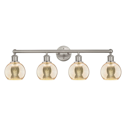 Innovations Athens 33in 4-Light Bath Vanity Light | Industrial Brushed Satin Nickel and Mercury Glass | Bathroom Vanity | 32.88 x | Model 616-4W-SN-G128-6