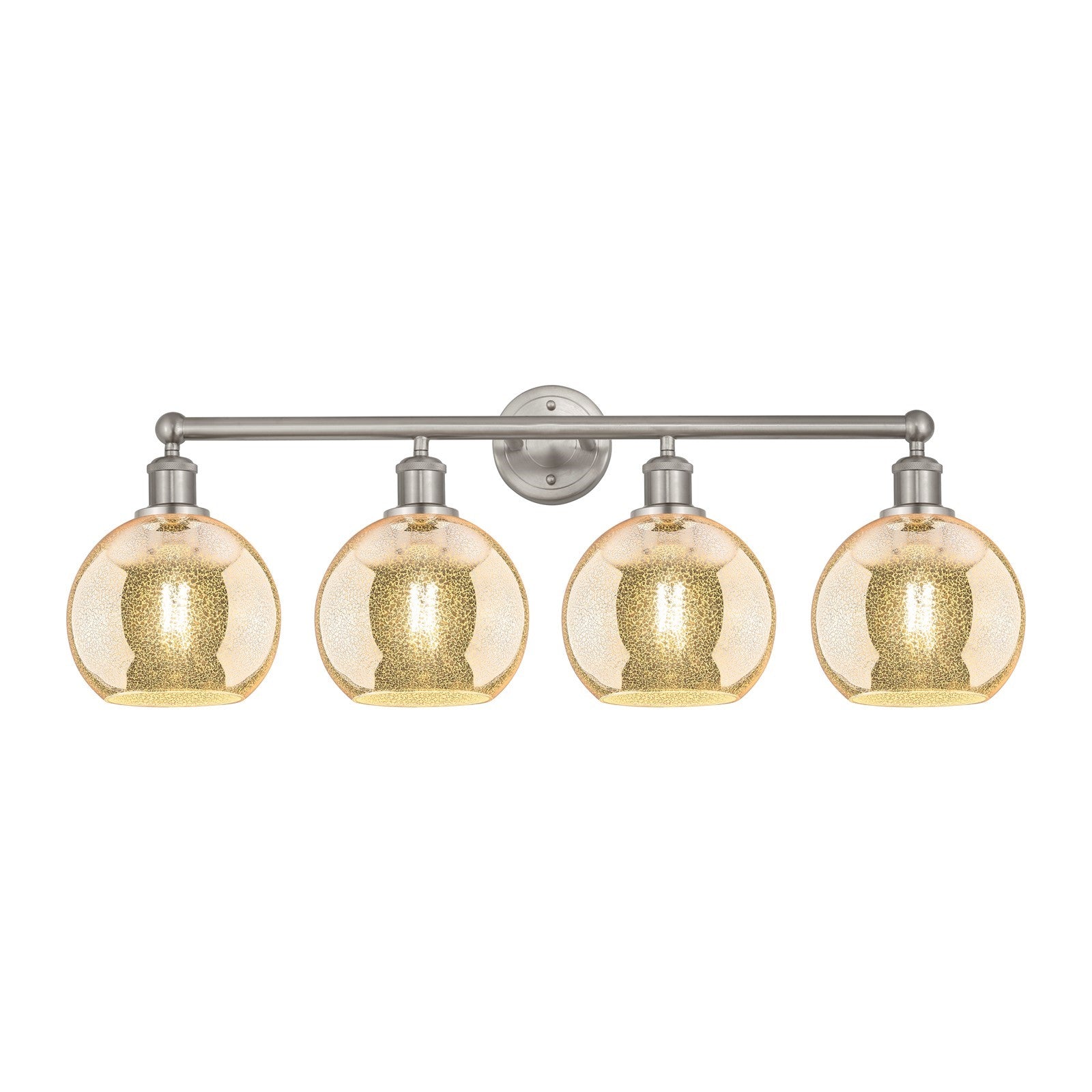 Innovations Athens 35in 4-Light Bath Vanity Light | Industrial Satin Nickel Steel and Mercury Glass | Bathroom Vanity & Powder | Model 616-4W-SN-G128-8