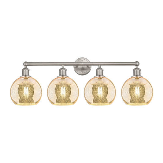Innovations Athens 35in 4-Light Bath Vanity Light | Industrial Satin Nickel Steel and Mercury Glass | Bathroom Vanity & Powder | Model 616-4W-SN-G128-8