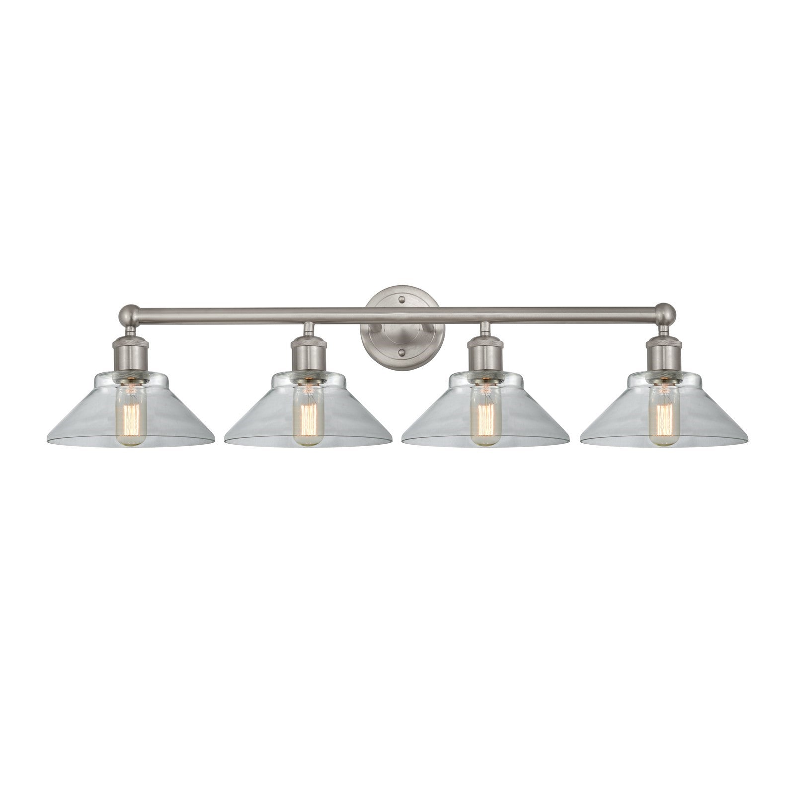 Innovations Orwell 35in 4-Light Bath Vanity Light | Industrial Brushed Satin Nickel Steel and Clear Glass | Bathroom Vanity | 35.38 | Model 616-4W-SN-G132