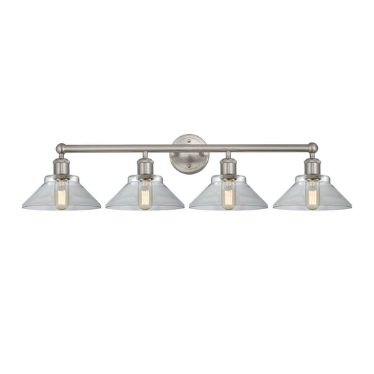 Innovations Orwell 35in 4-Light Bath Vanity Light | Industrial Brushed Satin Nickel Steel and Clear Glass | Bathroom Vanity | 35.38 | Model 616-4W-SN-G132