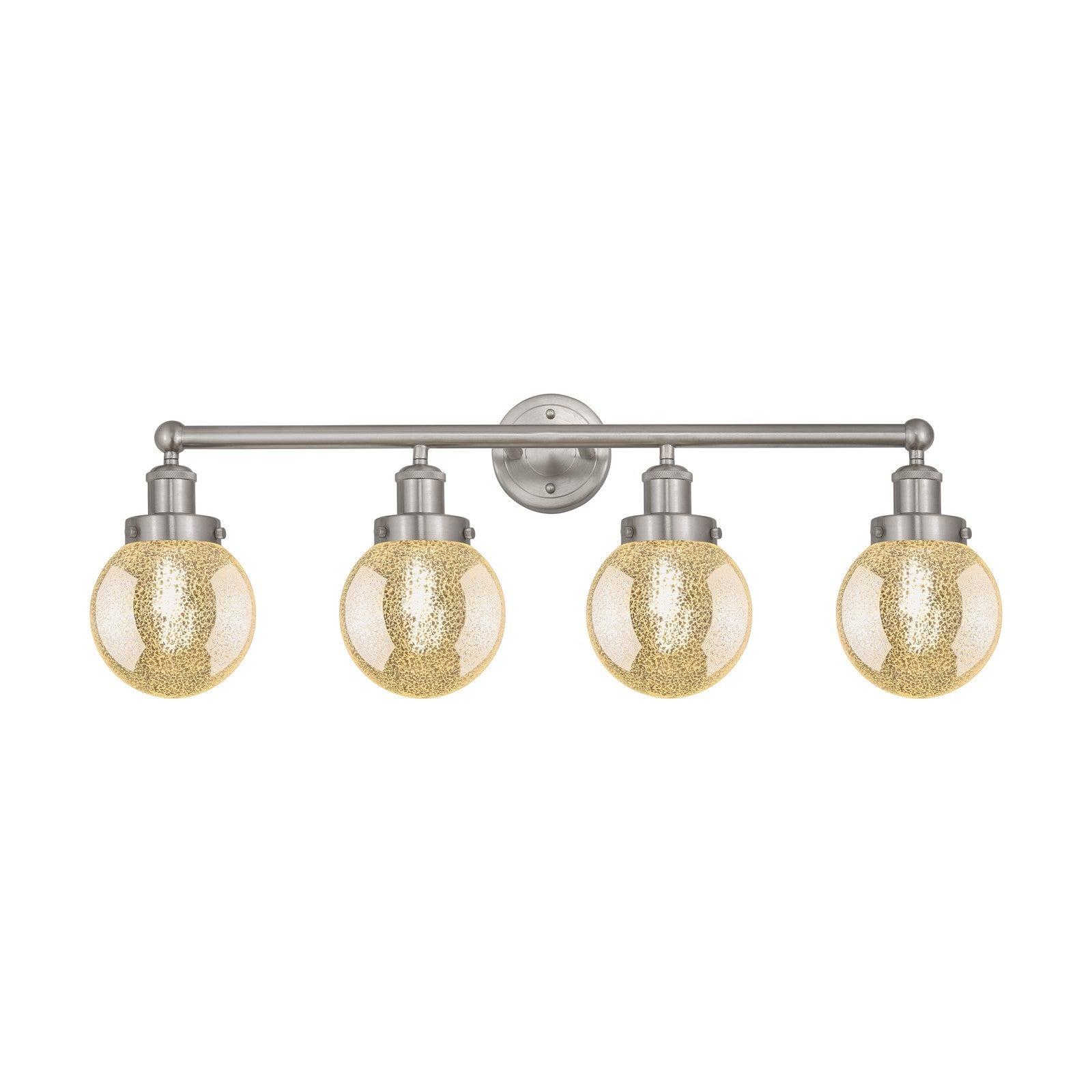Innovations Beacon 33in 4-Light Bath Vanity | Industrial Brushed Satin Nickel and Mercury Glass | Bathroom Vanity Light | 33 x | Model 616-4W-SN-G208-6