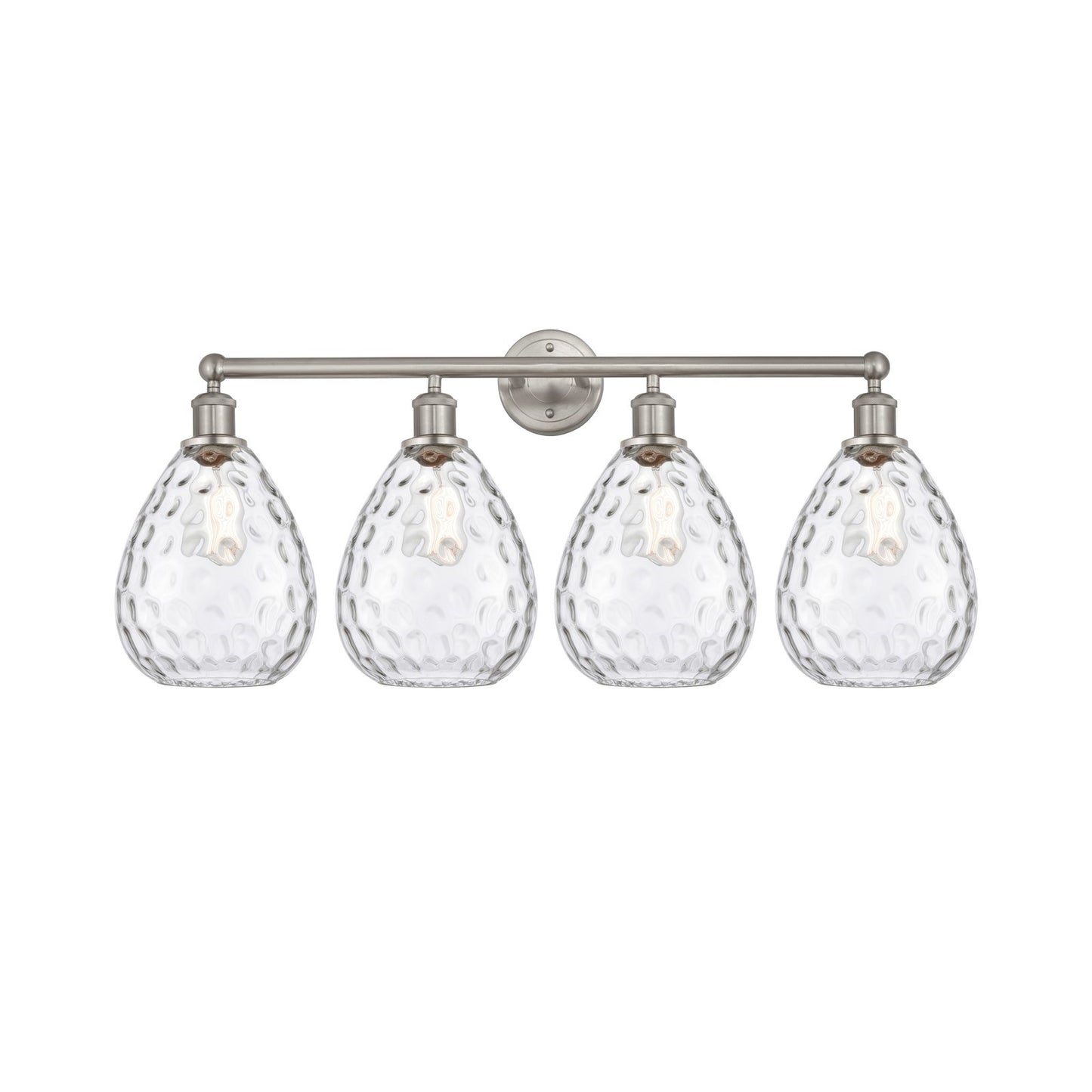 Innovations Waverly 35in 4-Light Bath Vanity | Industrial Brushed Satin Nickel Steel and Clear Glass | Bathroom Vanity Light | 35 x | Model 616-4W-SN-G372