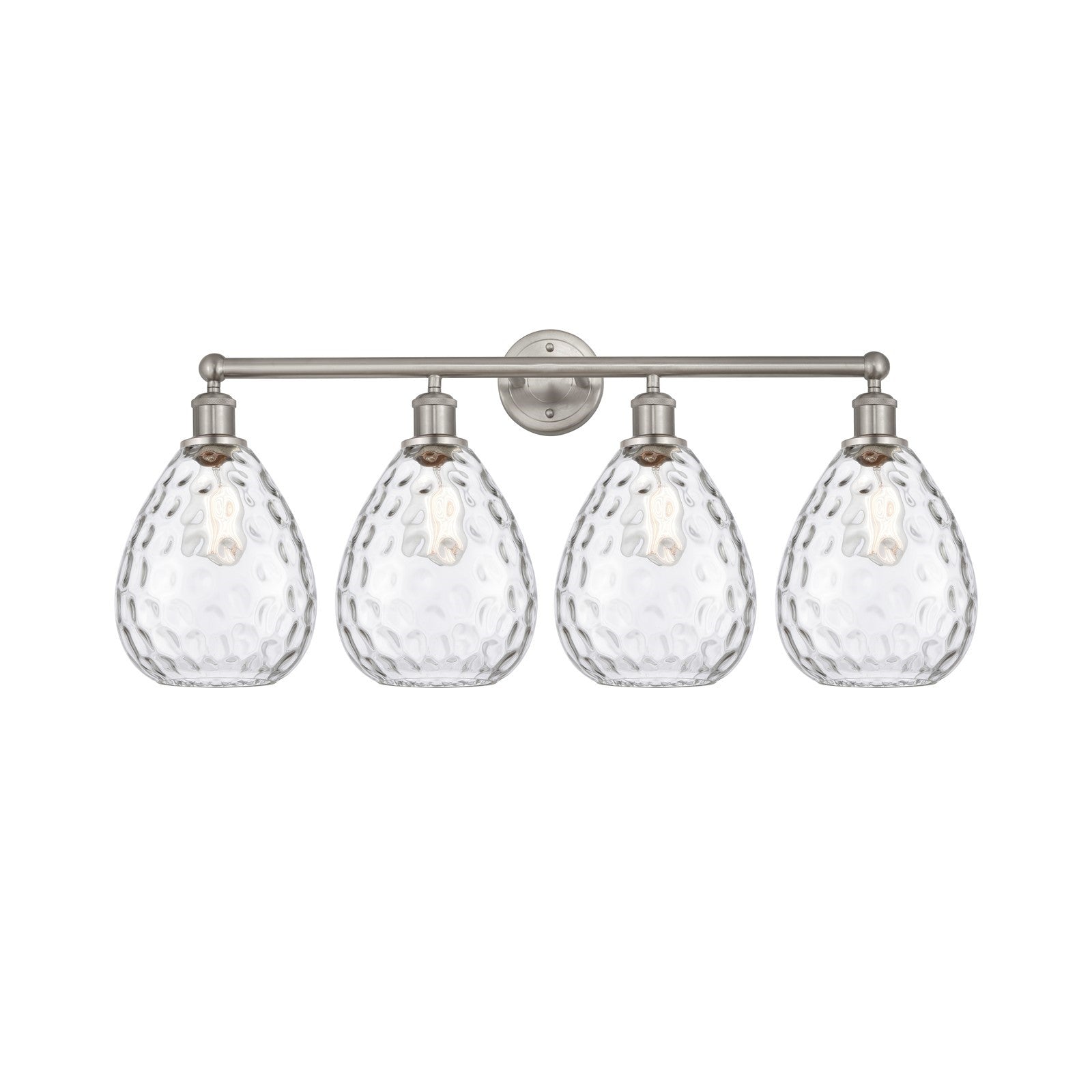 Innovations Waverly 35in 4-Light Bath Vanity | Industrial Brushed Satin Nickel Steel and Clear Glass | Bathroom Vanity Light | 35 x | Model 616-4W-SN-G372