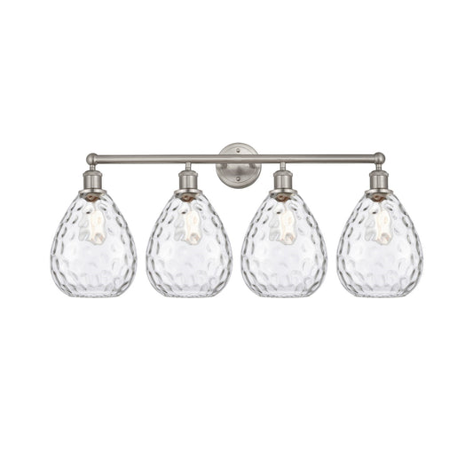 Innovations Waverly 35in 4-Light Bath Vanity | Industrial Brushed Satin Nickel Steel and Clear Glass | Bathroom Vanity Light | 35 x | Model 616-4W-SN-G372