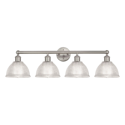 Innovations Arietta 35in 4-Light Bath Vanity Light | Industrial Brushed Satin Nickel Steel and Clear Glass | Bathroom Vanity & | Model 616-4W-SN-G422