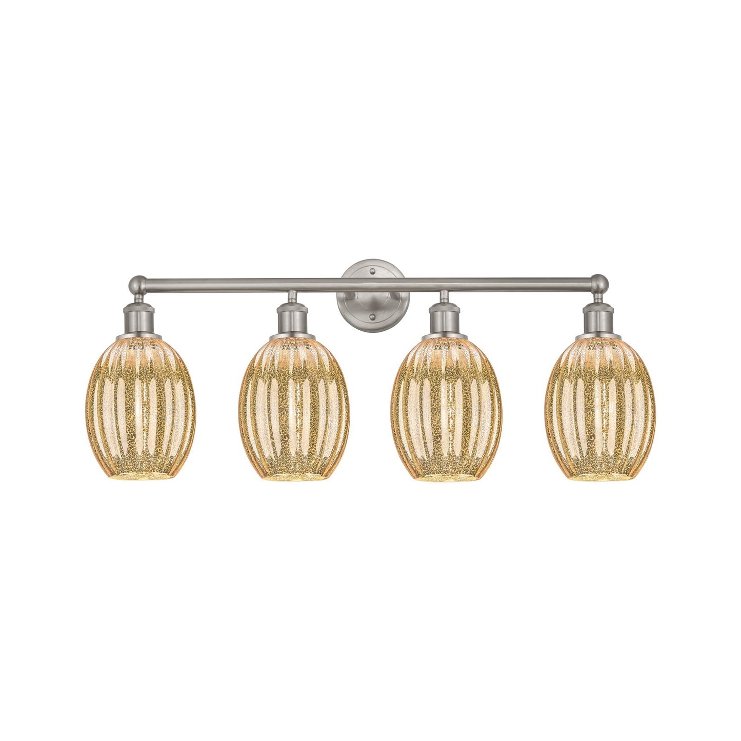 Innovations Preston Bulb 33in 4-Light Bath Vanity Light | Industrial Brushed Satin Nickel and Mercury Glass | Bathroom Vanity & | Model 616-4W-SN-G459-6ME
