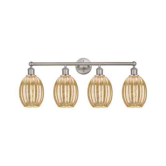 Innovations Preston Bulb 33in 4-Light Bath Vanity Light | Industrial Brushed Satin Nickel and Mercury Glass | Bathroom Vanity & | Model 616-4W-SN-G459-6ME