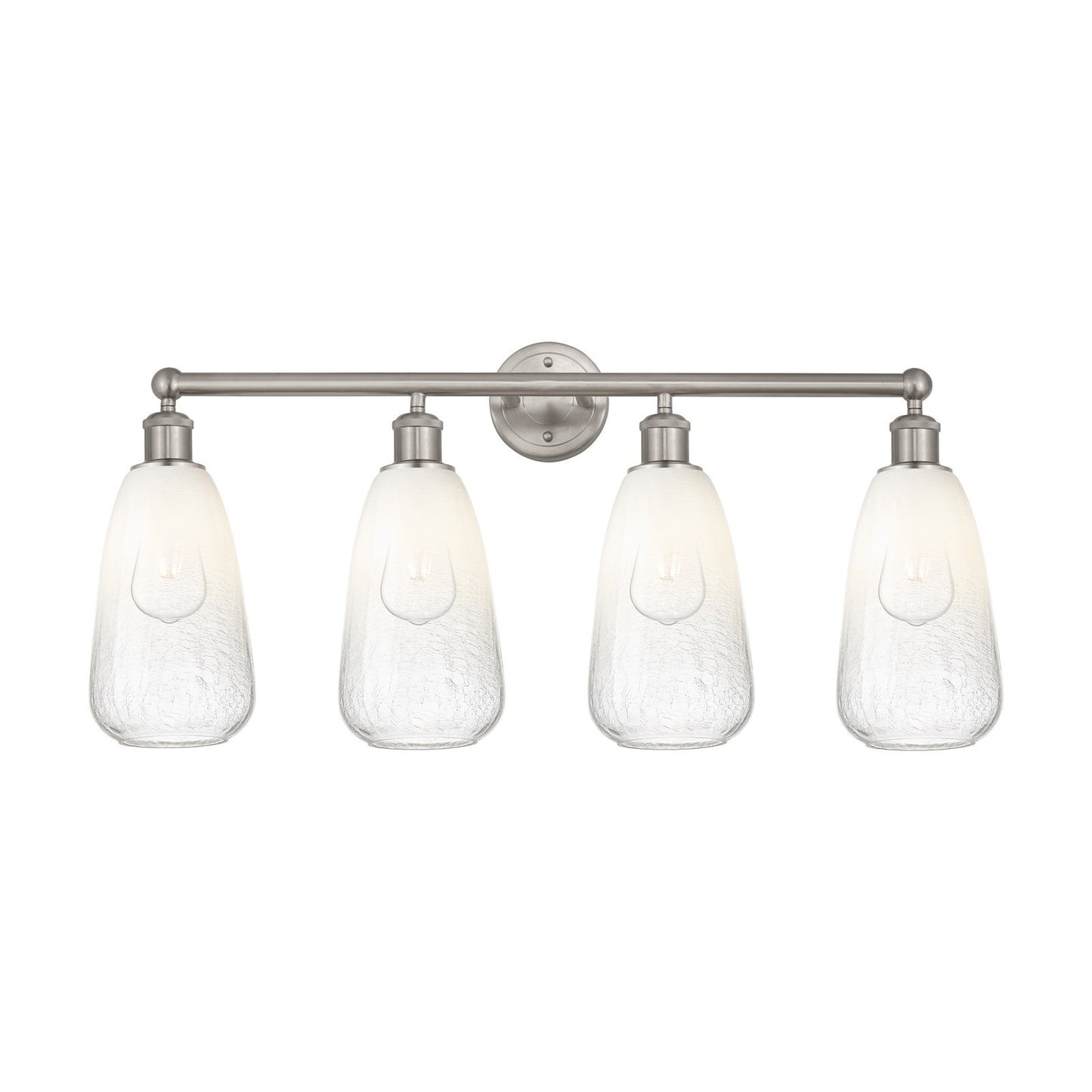 Innovations Brookhaven Almond 33in 4-Light Bath Vanity Light | Industrial Brushed Satin Nickel and Opal Glass | Bathroom Vanity | Model 616-4W-SN-G480-6OP
