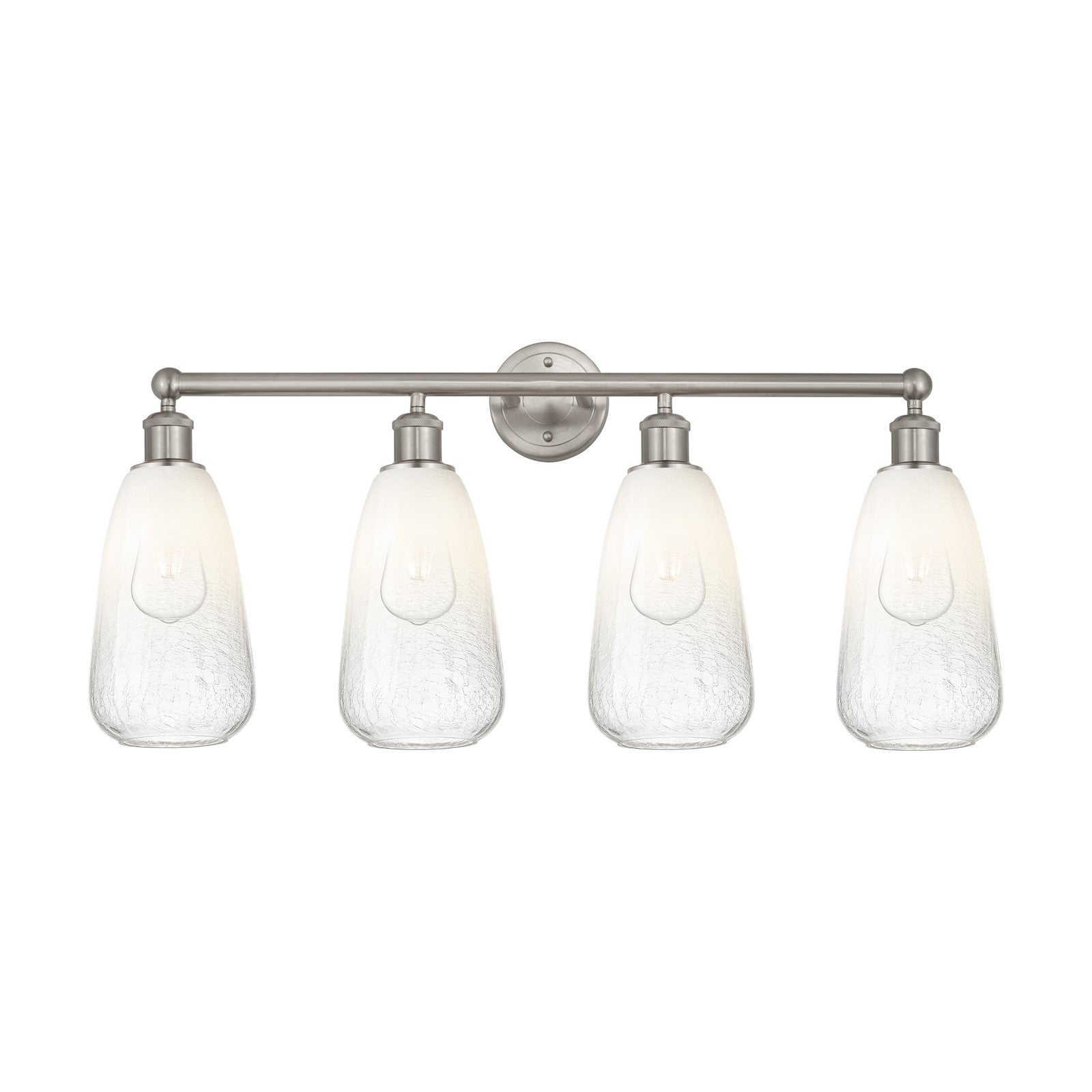 Innovations Brookhaven Almond 33in 4-Light Bath Vanity Light | Industrial Brushed Satin Nickel and Opal Glass | Bathroom Vanity | Model 616-4W-SN-G480-6OP
