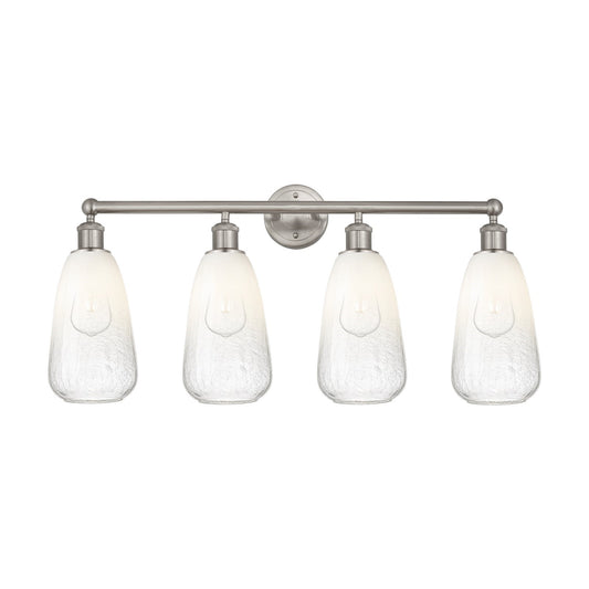 Innovations Brookhaven Almond 33in 4-Light Bath Vanity Light | Industrial Brushed Satin Nickel and Opal Glass | Bathroom Vanity | Model 616-4W-SN-G480-6OP